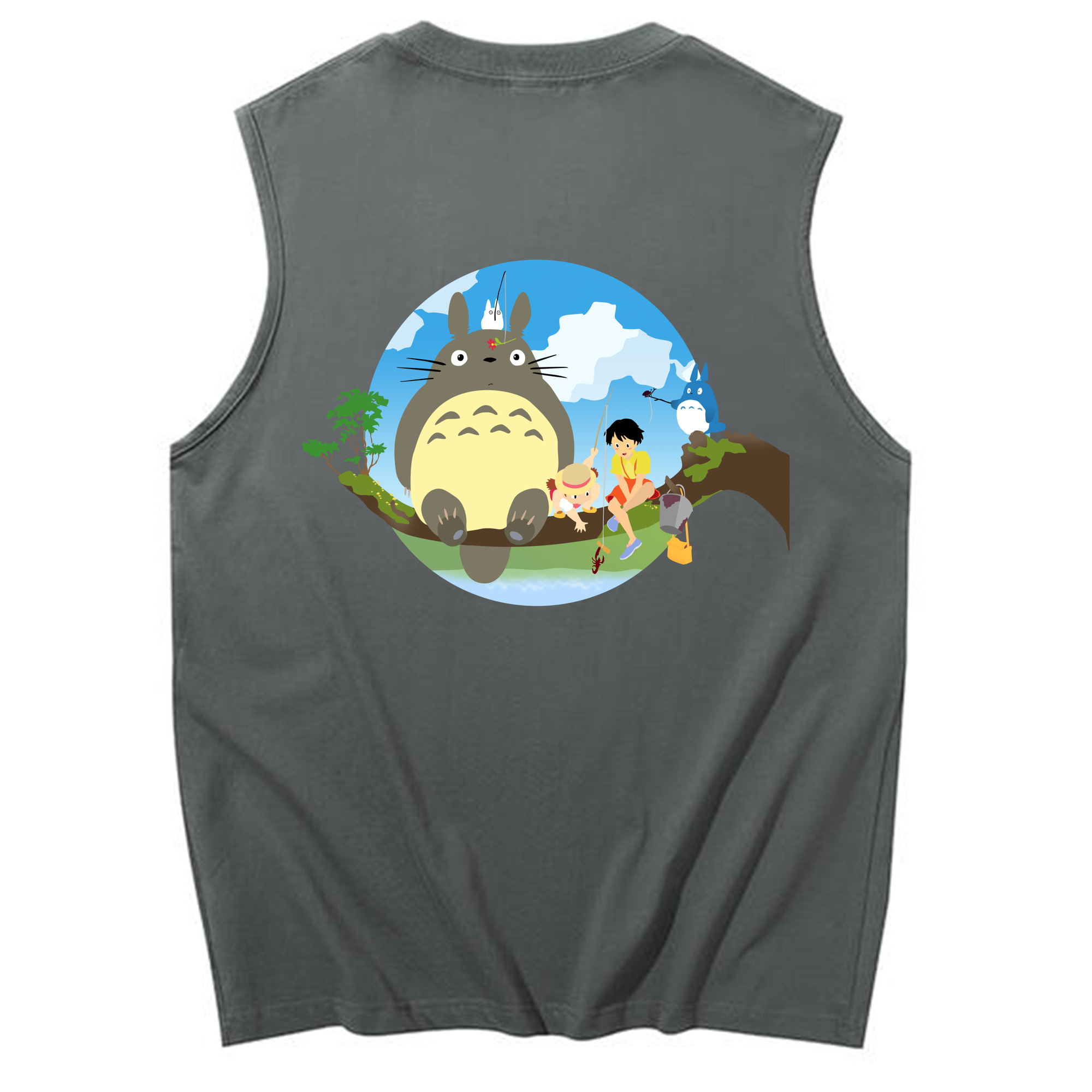 （画像用） となりのトトロ 草壁メイ 草壁サツキ My Neighbor Totoro Satsuki Kusakabe Mei Kusakabe コットン100％タンクトップ（背面プリント）